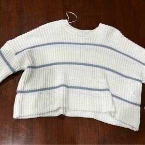 moon & madison White and Blue-Gray Striped Sweater